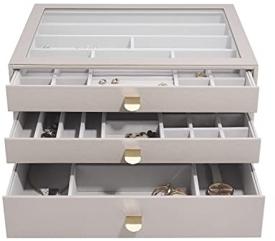 Stackers Taupe Supersize Jewellery Box - Set of 3 (with Drawers)
