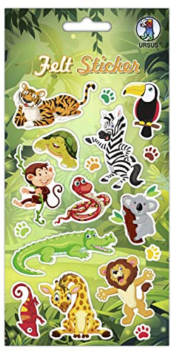 Ursus 59550005 - Filz Sticker Jungle, 17 Stück auf einem Bogen