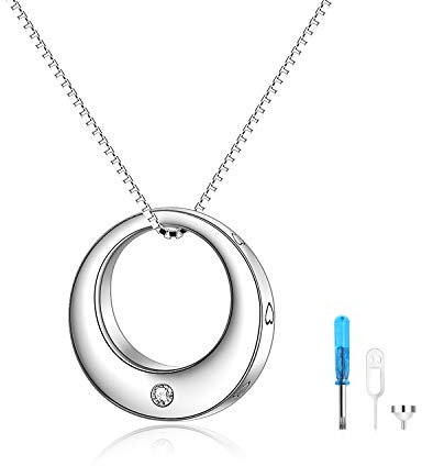 VENACOLY Kreis des Lebens Urnenkette Sterling Silber Feuerbestattung Anhänger Halskette Cremation Muttertag Muttertag Schmuck Geschenk für Mutter Damen