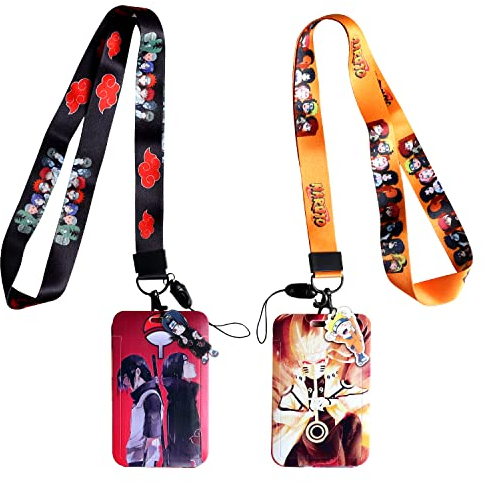 2 Pcs LanièRe D'Anime,Anime Lanyard,Anime LanièRe Porte Carte,LanièRe Pour Carte D'Identité Anime,LanièRe Anime Avec Porte Cartes Pour L'éCole Le Bureau Carte D'Identité Carte de Bus.