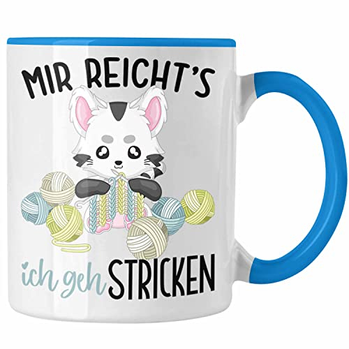 Trendation - Mir Reichts Ich Geh Stricken Tasse Geschenk Häckeln Wolle Oma Geschenk Rentner (Blau)