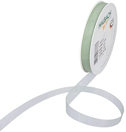 Halbach Seidenbänder Premium Organzaband Breite 10mm Länge 50 m Bastelband zum Verzieren von Geschenken, transparentes Band, Dekoband zum basteln, Farbe: mint