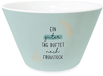 Grafik-Werkstatt Müsli-Schale mit 100 % Echtgold | Porzellan Schüssel | Ein guter Tag, Grün