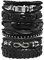 MILAKOO 6 Stk geflochtenes Lederarmband set Herren Punk Armband schwarz Gravur Personalisierung