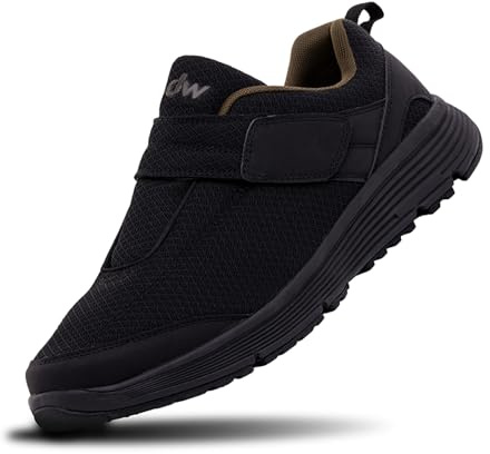 Diawin Chaussures Diabétiques Homme & Femme - Orthopédiques Plus de Profondeur, Lisse & Spacieux - Course dw 3 Largeurs, Noir Black Coffee
