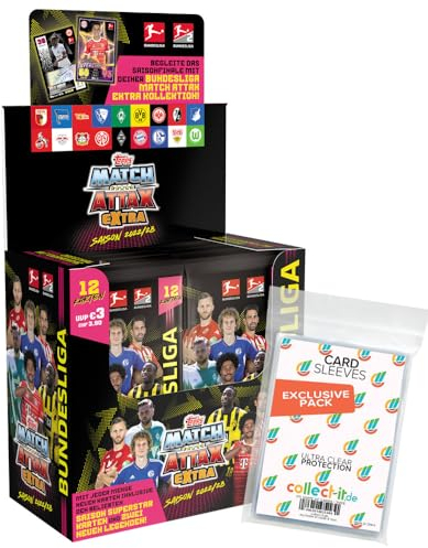 Bundle mit Match Attax EXTRA 2022/23-1 Display (24 Booster) + Exklusive Collect-it Hüllen