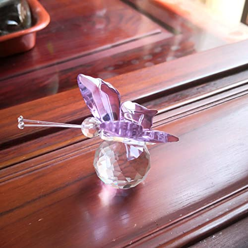Elegante Schmetterling-Kristallglas-Tierfiguren, Briefbeschwerer, Kunsthandwerk, Tischdekoration, Heimdekoration, Weihnachtsgeschenk, Violett