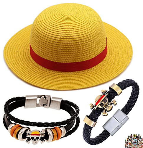 YouU Strohhut Luffy Armbänder Sommer Outdoor Reisen Cosplay Anime Schmuck One P. Aufkleber 23 Stück