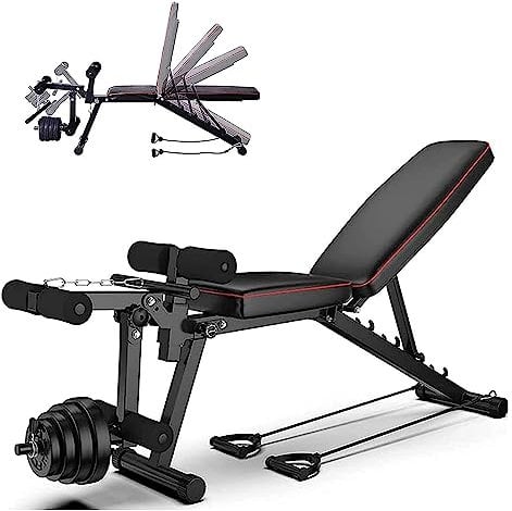 ilbcavne Hantelbank, Klappbar Heimtraining Fitness, Trainingsbank Mit Gewichten, Multifunktion Hantelbank Set FüR GanzköRpertraining