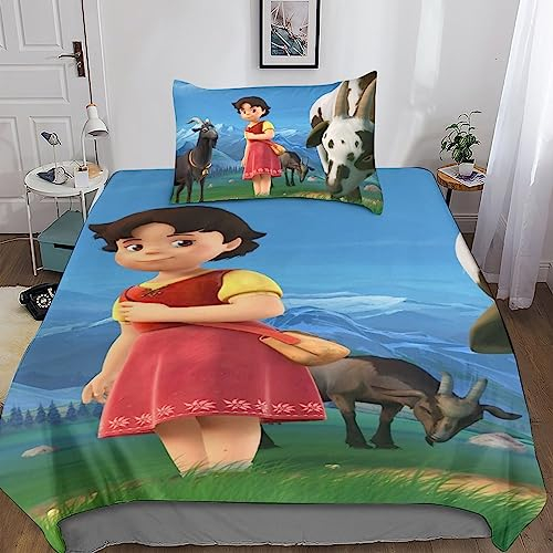 CasCam Heidi Jungen Und Mädchen Girl of The Alps Bettwäsche-Set 2-teiliges Set Aus Teenager-Bettwäsche-Microfiber, 3D-Druck Bettwäsche Mit Kissenbezug Single(135x200cm)