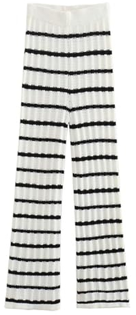 ARESU Weiß Schwarz Streifen Lange Hosen Sets Damen Chic Kurze Weste Hohe Elastische Taille Hosen Zwei Stück Sets Weibliche Sommer straße Outfit-Hose-S