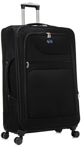 Aerostar Extra Large 32” Lightweight Softshell Expandable Suitcase, Integrated Combination Lock, 4 Wheels Check in Luggage for 30kg (Black, 162 litres)
