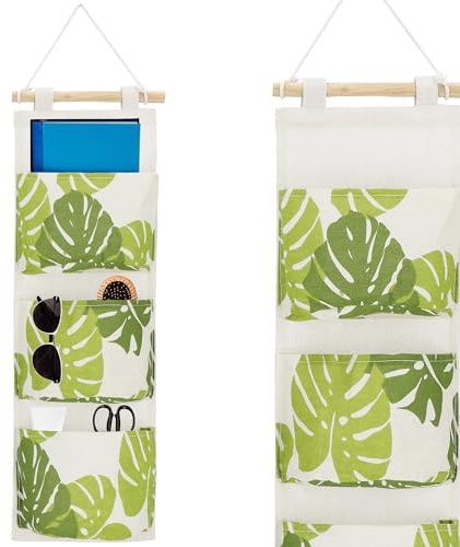 SPRINGOS Hängeorganizer m. 3 Taschen 19 x 59 cm Monstera