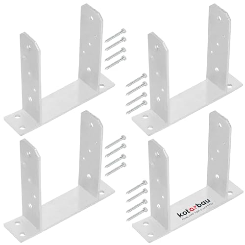 KOTARBAU® 4x Support De Poteau Carré | Pied Poteau 140 Mm TT | Support Poteau Bois En Acier Galvanisé | Support Poteau A Enfoncer