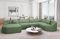 Wohnlandschaft Cabrera U Form Stoffsofa Sofa in Strukturstoff Designersofa Webstoff (Grün, Ottomane Links)