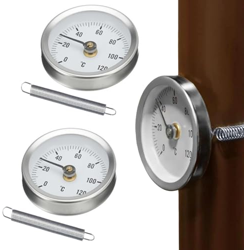2 Stück Anlegethermometer Heizungsrohr, Thermometer Heizung,Rohrthermometer Temperaturanzeige, Temperaturanzeige mit Clip-On Feder 0-120 ℃ 63mm