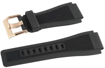 INEOUT Armbänder 24 Mm Kompatibel Mit Bell & Ross BR-01 BR-03 Silikon-Uhrenarmband Mit Werkzeug (Color : Grey Rose buckle-01, Size : 24MM_MARK ON)
