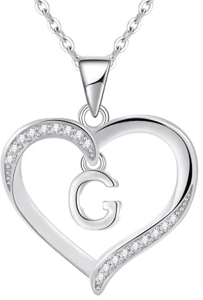 Cosie Lily Silver Necklaces for Women Heart Initial Necklace Sterling Silver Necklace Letter Necklace A-Z Name Pendant Jewellery for Women,Initial Necklaces for Girls Gifts for Girls Birthday Presents