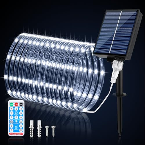 SMY Lighting Solar Rope Lights, 72FT 200 LEDs Solar LED Rope Lights Outdoor with Remote, 8 Modes Timer Dimmable String LED Lights Waterproof for Yard Fence Patio Garden Tree Party Christmas