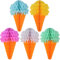5 Stück Eiscreme Wabenbälle Dekoration Bunt Papier Blumen Tischdekoration Wabenstrauß Aufhängbar Hängende Ornamente, Party Dekorationen für Hochzeit Babyparty Deko Abschlussball Geburtstag Gartenparty