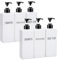 Segbeauty Dispensador Jabon, 6 Piezas 500ml Botes para Gel y Champu, Dispensador de Jabon Baño de Plástico, Dispensador Gel Ducha con Etiqueta Impresa (Blanco)