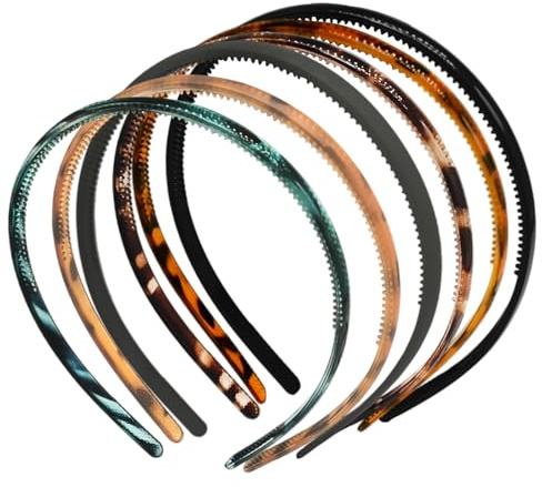 UILYNIU 6 Stück Unisex Haarbänder, Rutschfestes Haarreifen, Glatte Stirnbänder Mit Zähnen Dünne, Kunststoff Haarband für Outdoor Sports Yoga (Mehrfarbig)