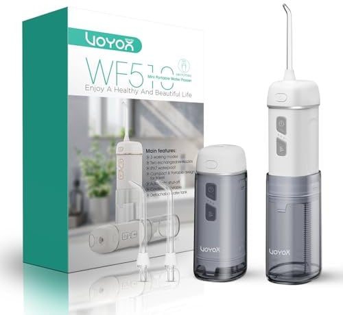 VOYOR-HEALTH Jet Dentaire Hydropulseur de Voyage, Mini Portable Irrigateurs Sans Fil, Électrique Irrigateur Oral Professionnel avec IPX7 Étanche et 3 Modes WF510 (Argent)