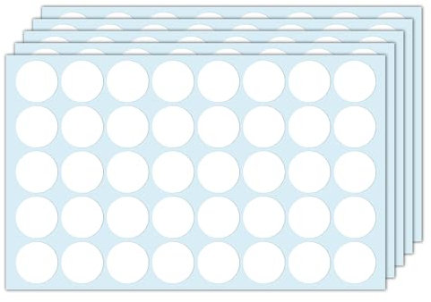 1000 Stück, 25mm - Klebepunkte Weiß, Weiße Weiss Punkte Aufkleber Sticker, Runde Punktaufkleber Markierungspunkte