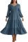 Hanna Nikole Elastic Waist A-Line Dress Women Plus Size Elegant Casual Dresses Tiered Maxi Dress Gray Blue 20