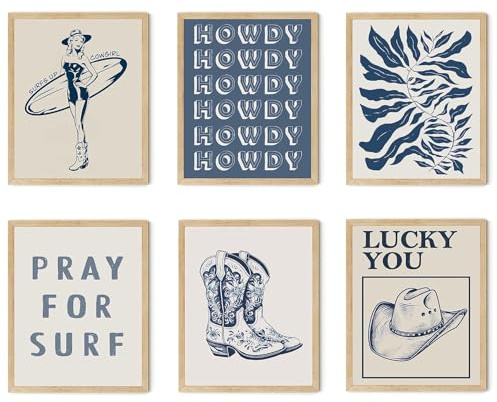 Coastal Cowgirl-Raumdekoration, ästhetische Poster, Küstenoptik, Raumdekoration, Western-Cowgirl-Wanddekoration, Strand-Wanddekoration für Teenager, Mädchen, Schlafsaal, Vintage-Surf-Dekorationen