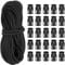 PATIKIL 10 Yard Elastic Bungee Cord & Single Hole Cord Lock, 25 Pack Plastic Oval Spring Toggle Stopper for Paracord Drawstring Shoelace Clothing Backpack Bags, Black