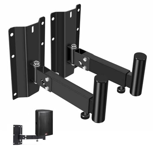BONJUME Support Mural pour Haut-Parleur en Métal, 2Pcs Boîtes De Haut-Parleurs Support Mural Réglable Support De Haut-Parleur pour Montage Mural pour Haut-Parleurs Universels Jusqu'à 35 Kg Noir