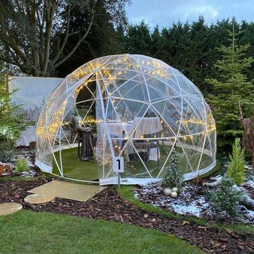 Tenda a Cupola Igloo Da Giardino Con Copertura Trasparente E Struttura in Abs,12 Piedi Di Diametro,7 Piedi Di Altezza, Vista Panoramica a 360°,Antivento a 10 Livelli,PUò Ospitare Da 4 a 7 Persone