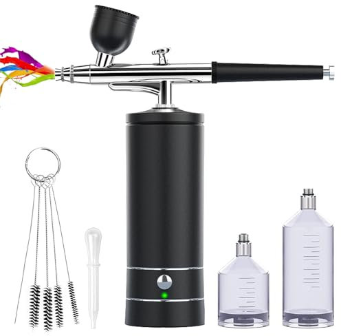 Airbrush Kit Rechargeable Cordless Airbrush Compressor - Airbrush Gun, Airbrush Set Portable Wireless Air Brush for Nail Art, Barber, Cake Decor, Makeup, Model Painting