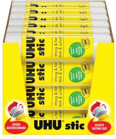 UHU Stic Solvent Free Glue Sticks - White Dries Clear - 8.2 g Tubes - Class Pack of 48 Stics