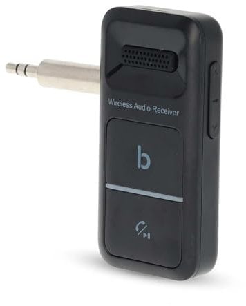 NEDIS 3,5 mm AUX Bluetooth 5.3 Empfänger für Musik-Streaming mit Bass-Boost, Geräuschunterdrückung, Freisprechanruf, 16 Stunden Spielzeit, für Auto, TV, Heim-Stereoanlage, Kopfhörer, Lautsprecher