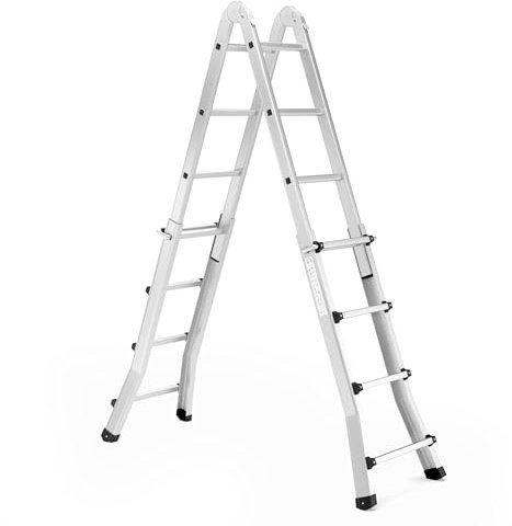 RMBO Mehrzweckleiter, Schiebeleiter 3,98 m lang, ideal als Anlegeleiter, Max. Belastung 150 kg, EN 131.6 Zertifiziert, vielseitig und robust für sichere Anwendungen