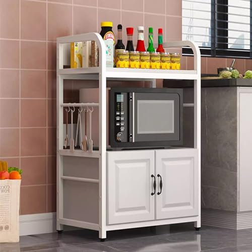 Générique Support pour Micro-Ondes avec Meuble de Rangement – Étagère de Rangement pour Cuisine et Table Basse, Support pour Four à Micro-Ondes Blanc pour Buffet de Rangement et d'exposition