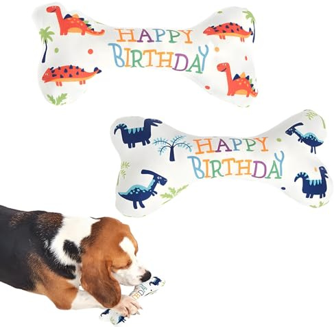 DeBizz 2 Stück Hundespielzeug Unzerstörbar, Plüsch Welpenspielzeug, Sprechendes Intelligenzspielzeug für Hunde, Kuscheltier Hund für Kleine und Mittlere Hunde Geburtstag (Mehrfarbig-1)