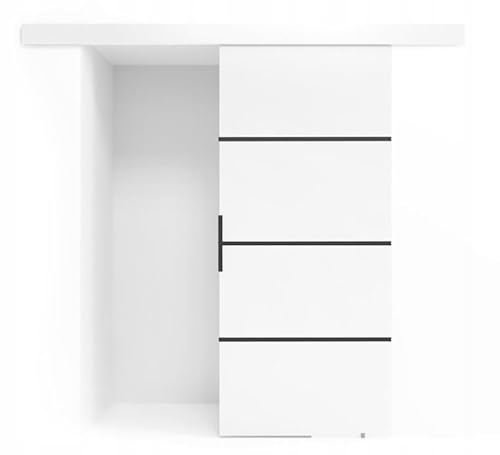 VIKK - Schiebetür Komplettset mit Tür - Schiebetüren - H 205cm, B 76cm - für Nischen, Flur, Abstellraum, Garderobe - Einseitig Bedienbar, Robustes Rollensystem - Modell: Bund - Schwarz