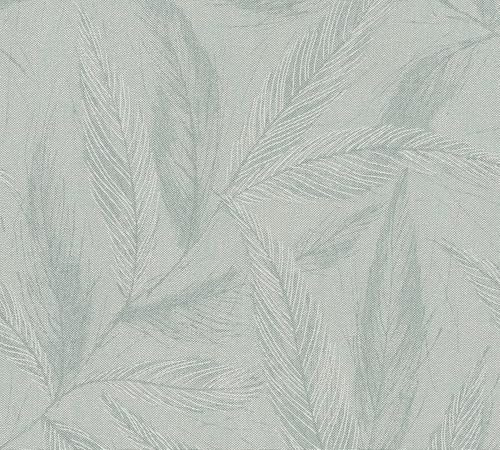 A.S. Création Blätter-Vliestapete – Grün, Metallic – 10,05 x 0,53 m | Einfarbig & vielseitig kombinierbar – schimmernde Wandtapete, ansatzfrei & spurlos abziehbar, für Wohn- und Schlafzimmer