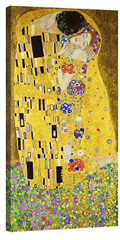 canvashop Quadri Moderni Soggiorno Klimt Il Bacio 140X70 cm Verticale | Quadro Su Tela Canvas, Stampe Da Parete, Riproduzione Artisti Famosi, Arte arredo