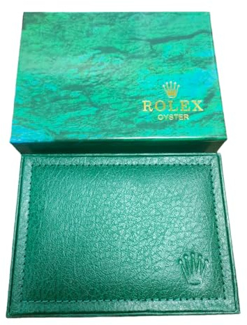 ROUHO Vintage Uhrenbox Grün Kunstleder Ziernaht Schwammkissen Uhrenaufbewahrung für Rolex Oyster Perpetual 41