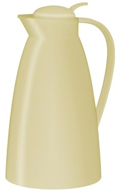 alfi ECO Isolierkanne 1,00 l, 12 h heiß, Hartglaseinsatz, soft yellow | Thermoskanne für Kaffee & Tee, Drucktaste für Einhandbedienung, Tropfschutz, 24 h kalt, Kunststoff-Körper, gelb