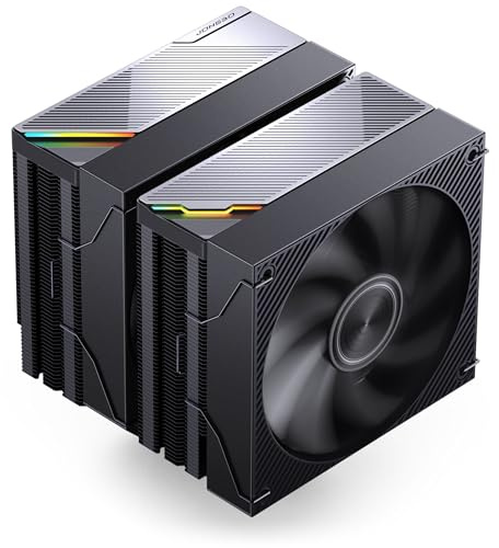 Jonsbo CA90 CPU-Kühler – schwarz | Dual-Tower-Cooler mit 120-mm- und 130-mm-PWM-ARGB-Lüftern, 6 Heatpipes und Direct-Contact