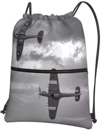 HJFCZH Rucksack mit Kordelzug und Reißverschluss aus dem 2. Weltkrieg, leicht, mit Vordertasche, ideal für Reisen und Yoga