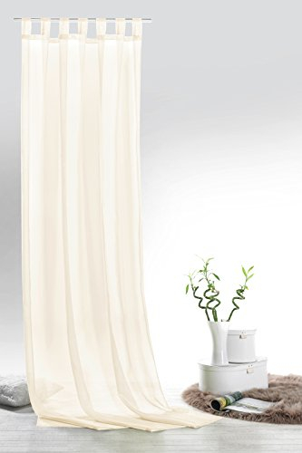Fashion&Joy - Schlaufenschal Voile Natur HxB 245x140 cm - transparent einfarbig - Dekoschal Gardine Typ418