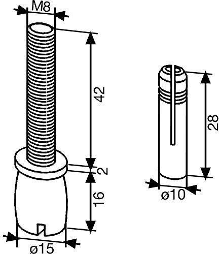 Zapfen DORMA PT 25, ø 15 mm, mit Dübel, Stahl verzinkt (01.115) | Glastürbeschlag - Zubehör dormakaba