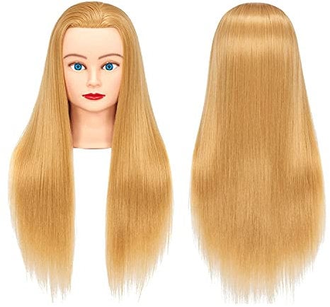 training head Training Head 26 2 Female Mannequin Head Hair Styling Manikin Cosmetology Doll Head Synthetic Fiber Hair Hairdressing Training Model Free Clamp 1711W2720 blond