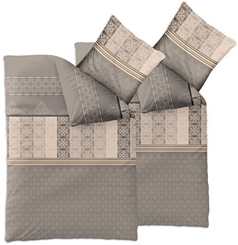 CelinaTex Fashion Bettwäsche 155x200 cm 4teilig Baumwolle Samantha Streifen Ornamente Grau Beige Schwarz